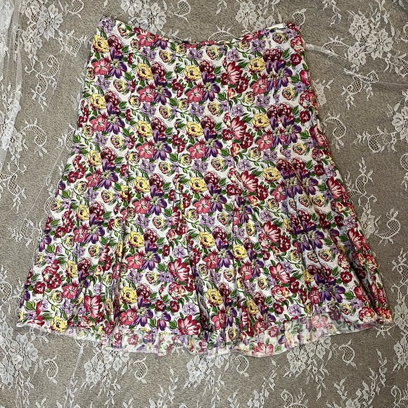 LOFT Dresses & Skirts - Ann Taylor Loft Pink Purple and Yellow Floral Skirt